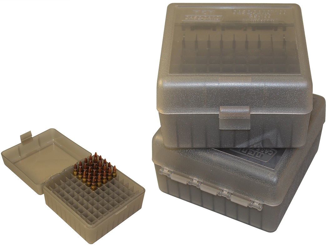 MTM RS100 Flip-Top Ammo Box CLEAR SMOKE content 100